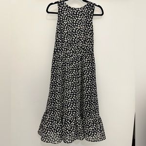 J. Crew Black and White Floral Midi Dress